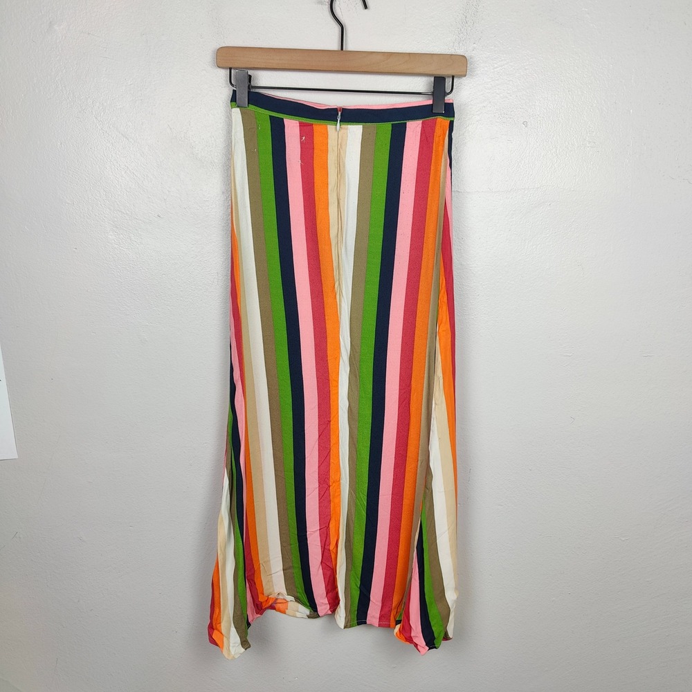 Reformation Bea Skirt Womens 0‎ Multicolored Stripe Viscose Midi Maxi Preppy - Picture 6 of 10
